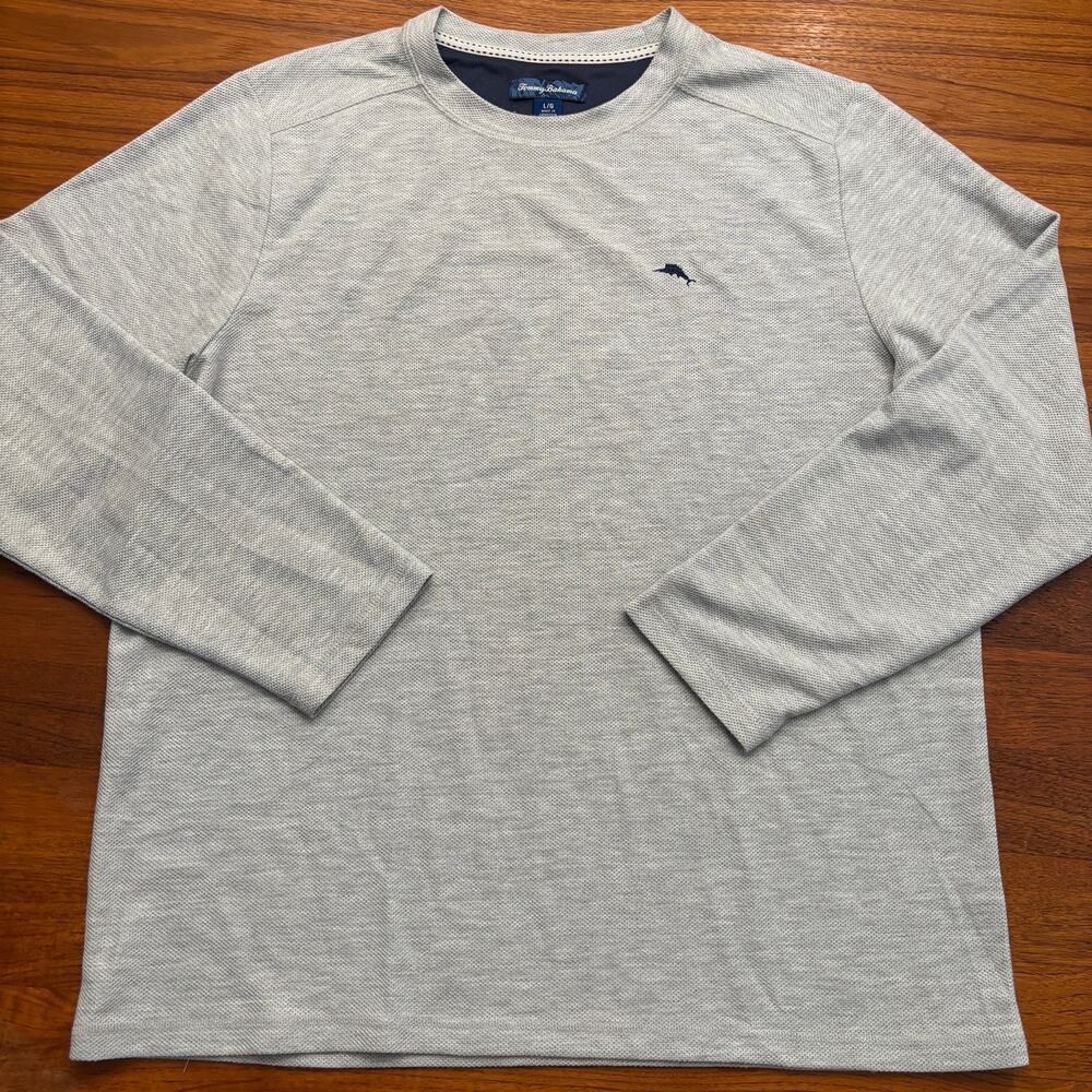 Tommy Bahama Men's Gray Long Sleeve Knit pull over shirt size Large
